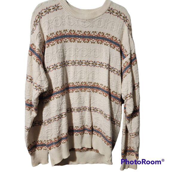 Towncraft Sweater Vintage 80s Sweater Size  Large Tall 42-44 100% Cotton - Picture 1 of 6